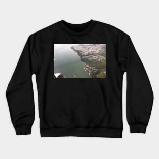 Flight. view to Lisbon bridge and highway to the south. Crewneck Sweatshirt